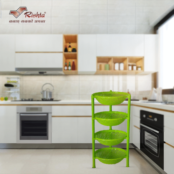 Rishta® Spira Plastic Basket Rack - 4 Layer